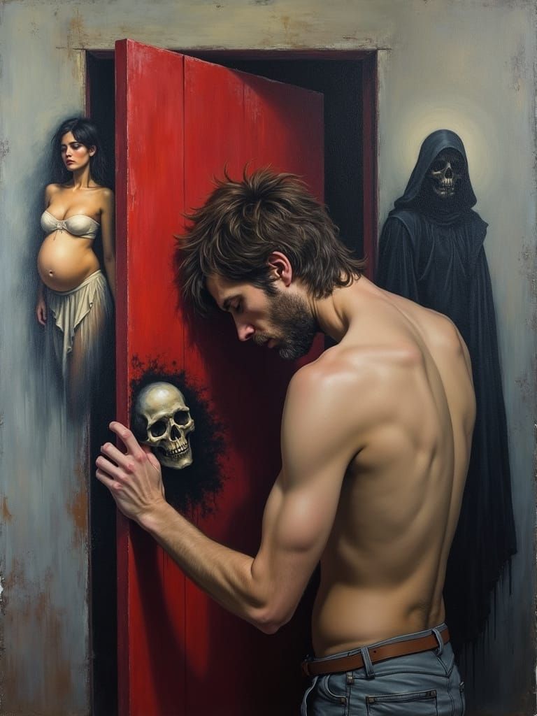 Sorrowful Artist Confronts Mortality in a Haunting Surrealis...