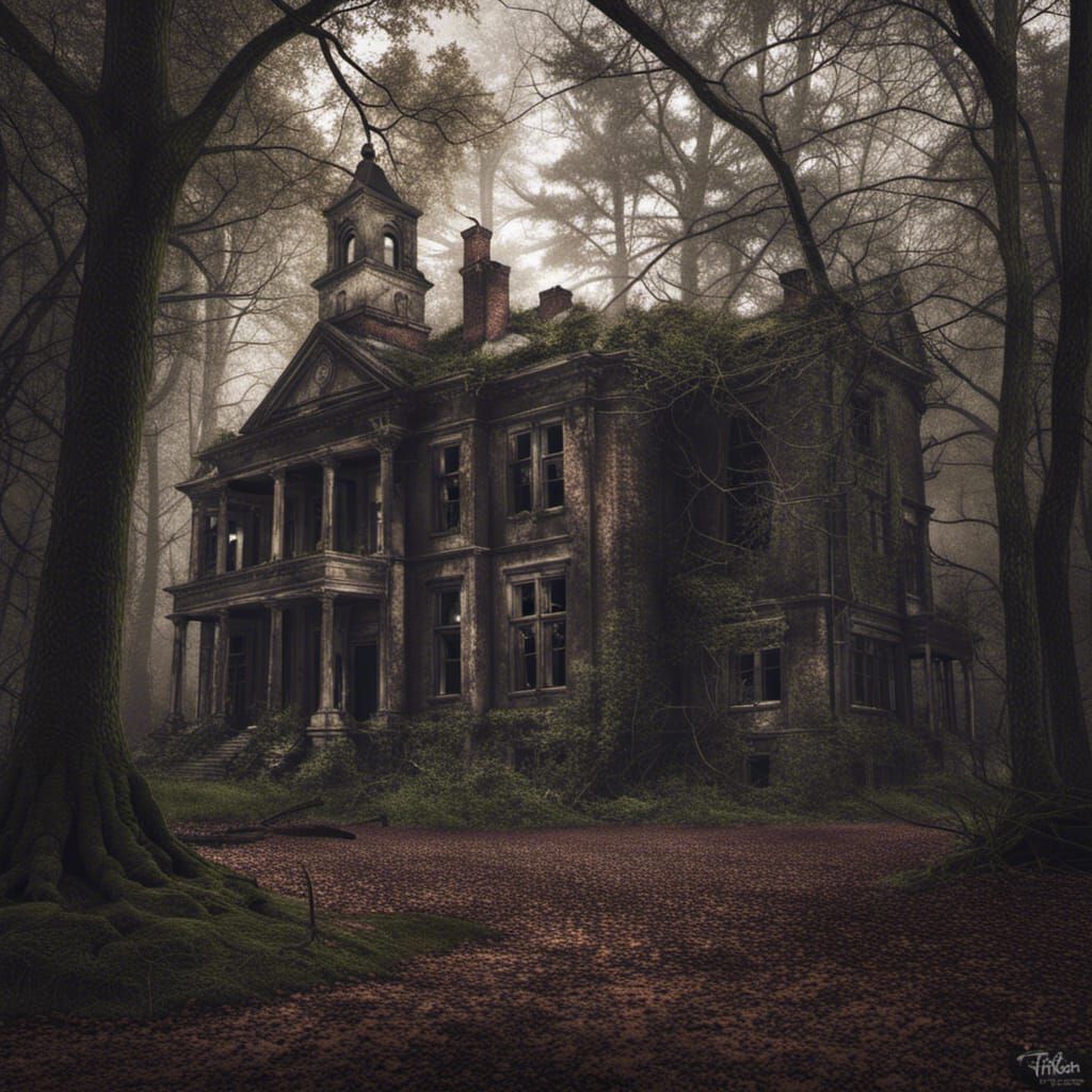 Sinister Abandoned Asylum in Creepy Forest