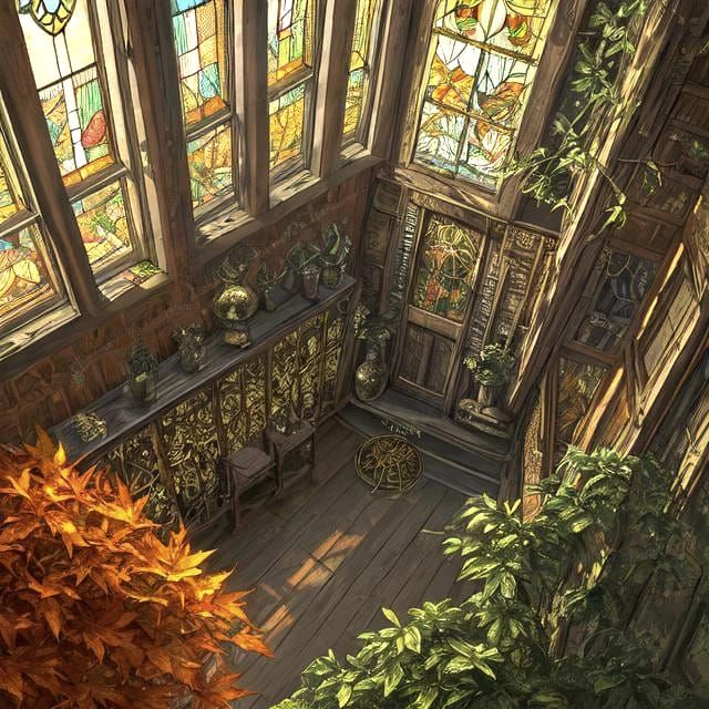 Steampunk House with Stained Glass in Forest