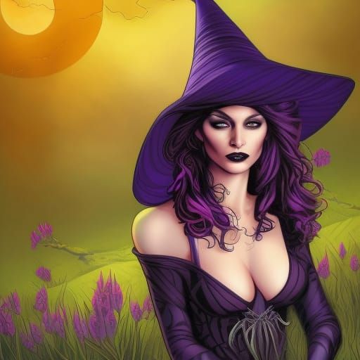 Gothic Witch in Enchanted Forest, Digital Art