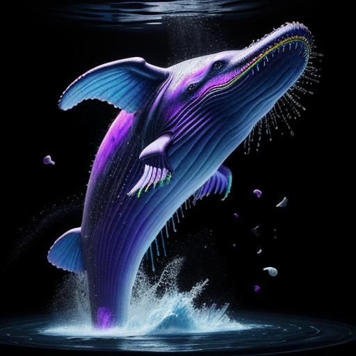 Cosmic Whale in Rhubarb Sea: Psychedelic Digital Art