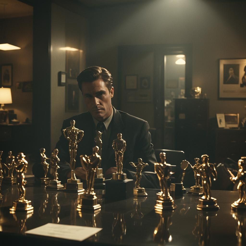 Film Noir: Solitary Figure in Dark Office