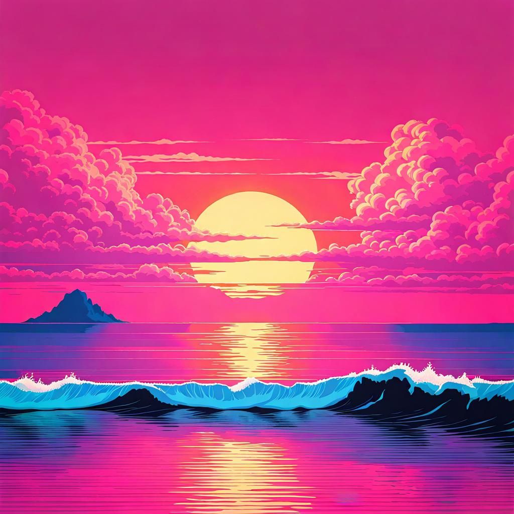 Vaporwave Seascape Inspired by Light and Space Art