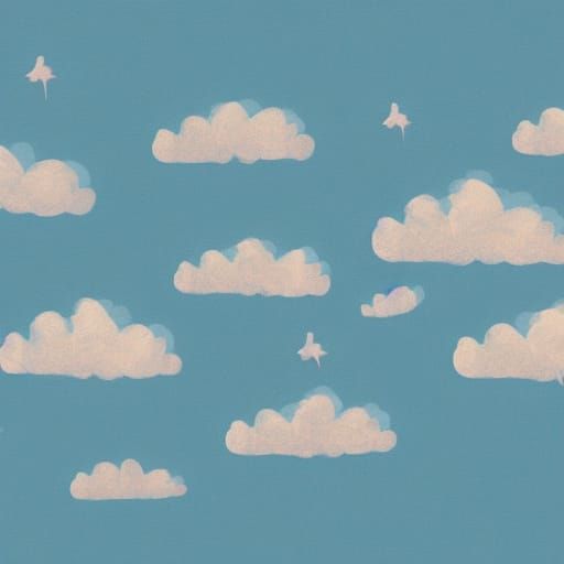 Whimsical Cloud Duck Floating in Pastel Sky