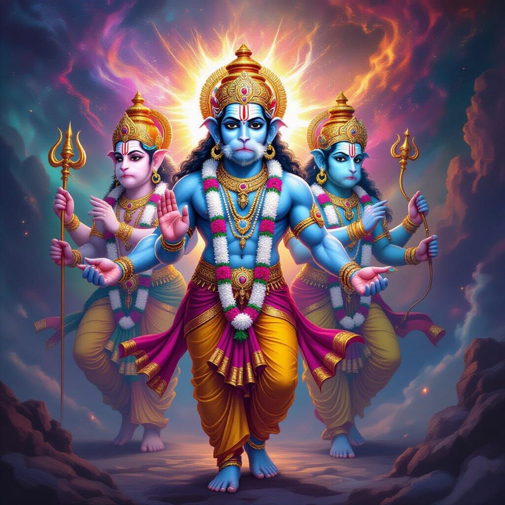 Panchmukhi Hanuman in Cosmic Display of Divine Power