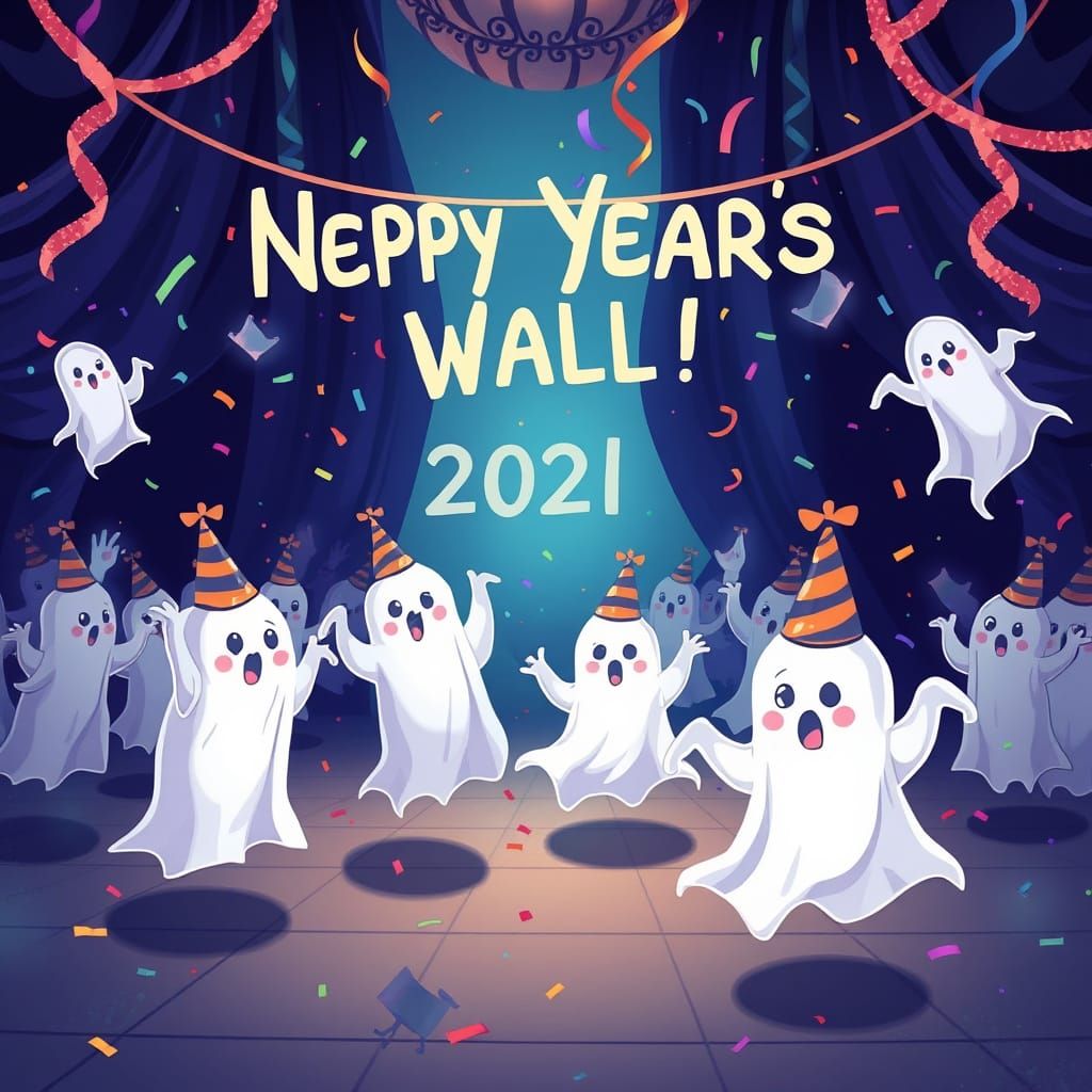 Haunted New Year's Ball with Friendly Ghosts Dancing