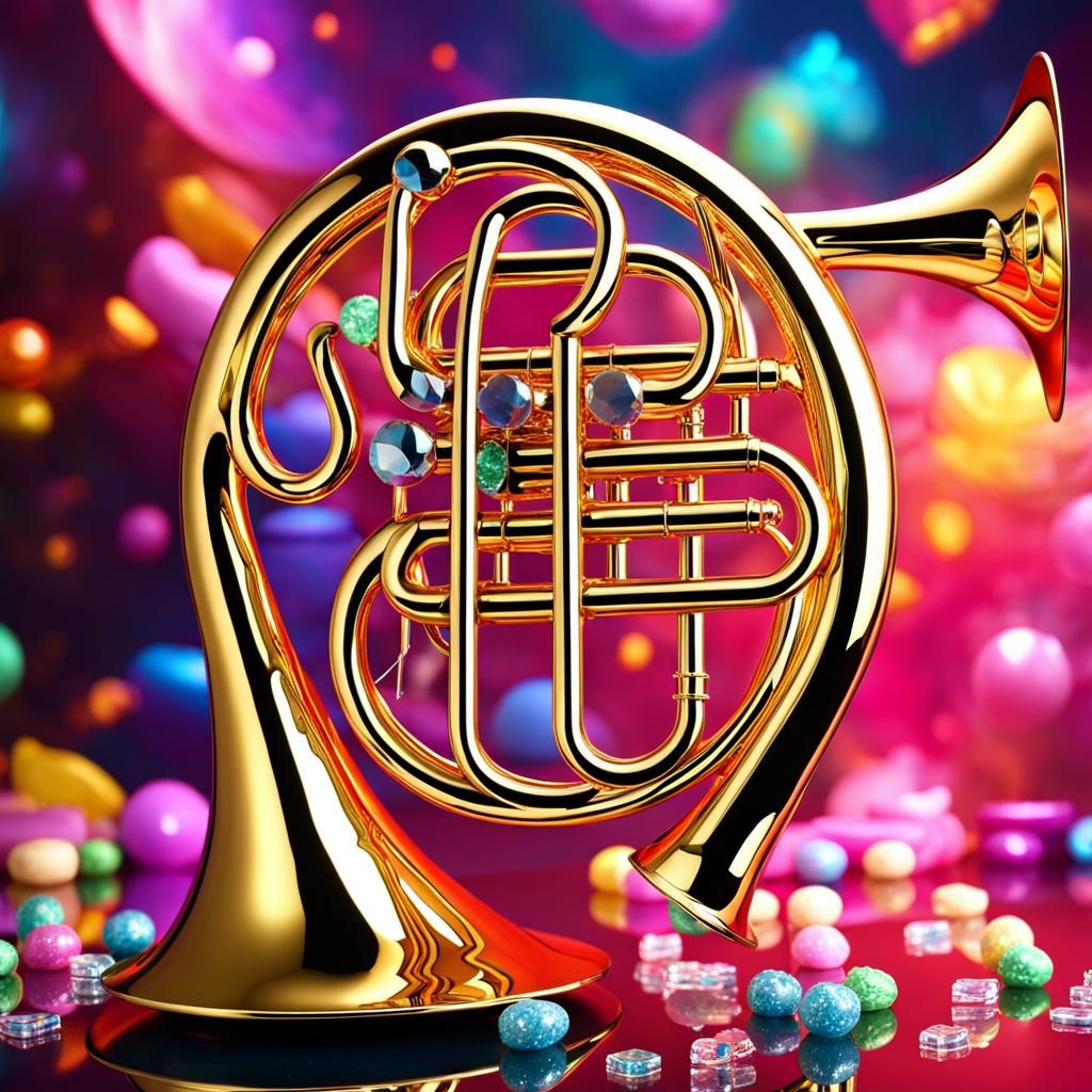 Bioluminescent Jeweled Horn Floating Among Sweets