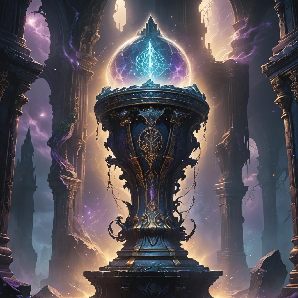 Gothic Fantasy Fountain of Souls in Ethereal Light