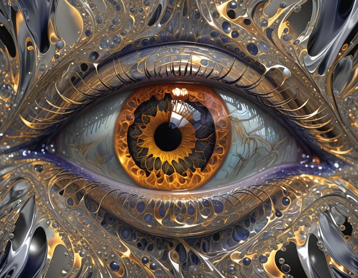 Eye Reflecting a Flame