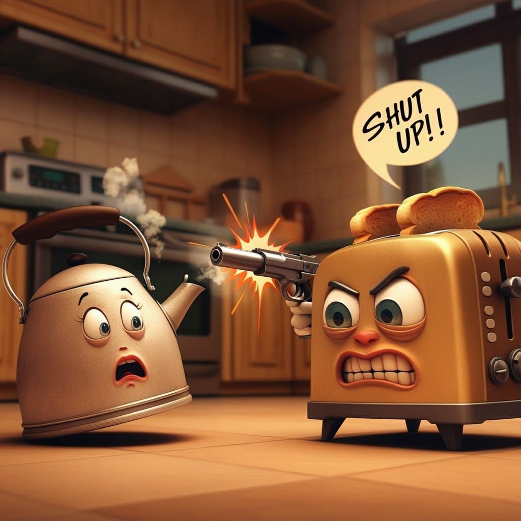 Toaster Showdown in Pixar-Style Kitchen
