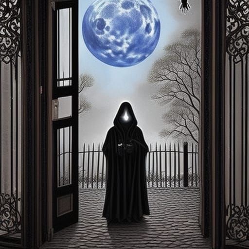Grim reaper coming inside the house