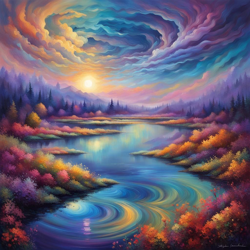 Iridescent Dreamscape: A Surreal Matte Painting