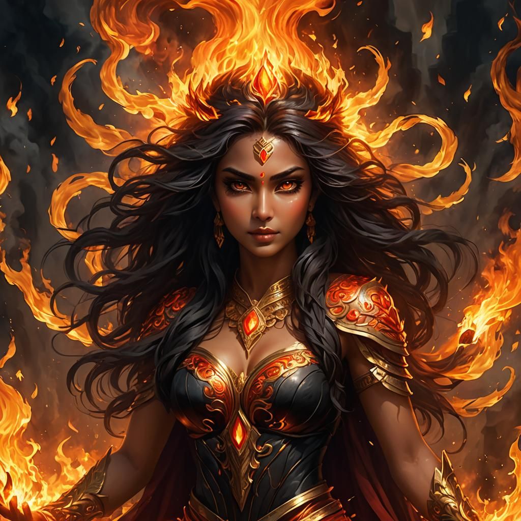 Fiery Mythical Goddess Swaha Rising