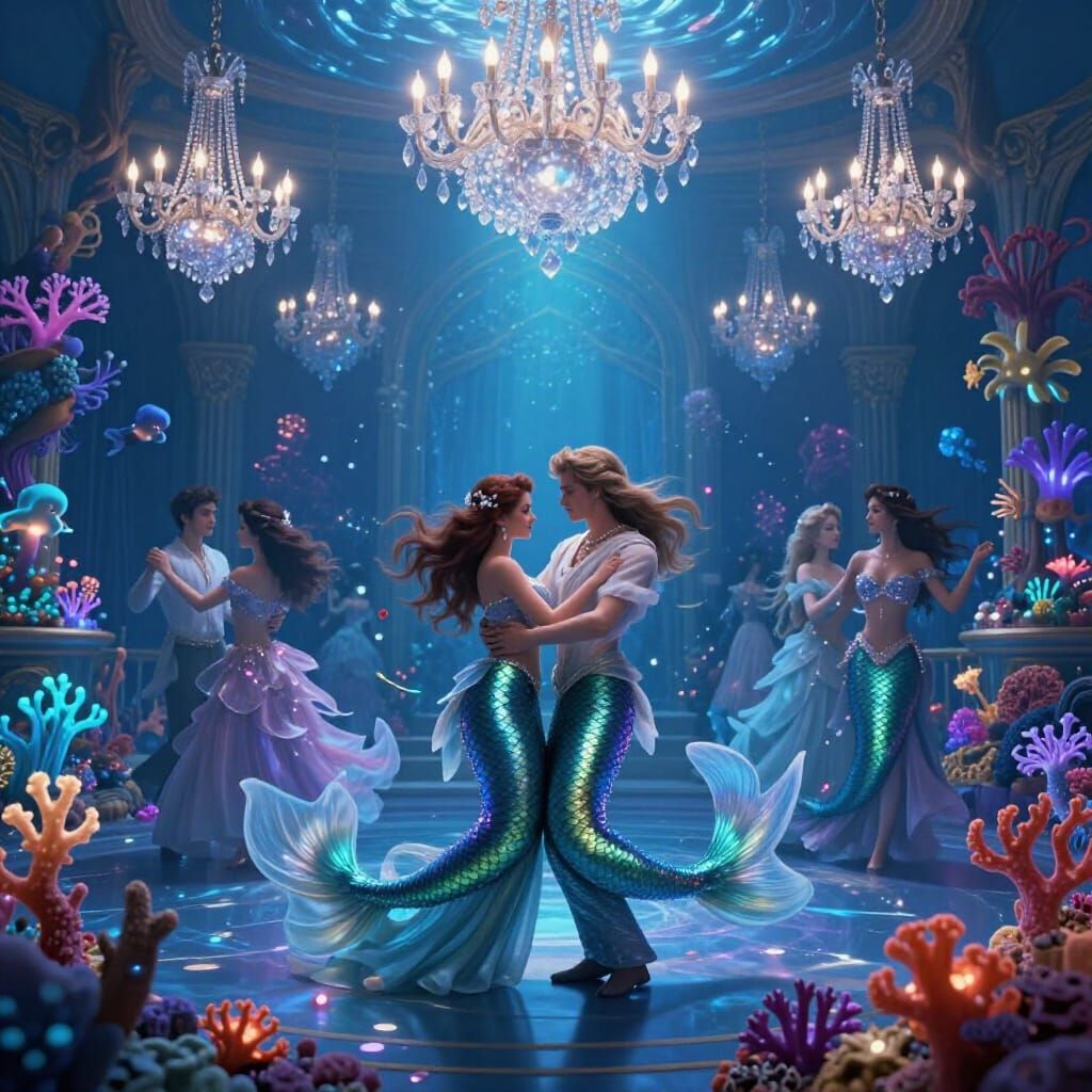 Underwater Ballroom Party with Mermen and Mermaids