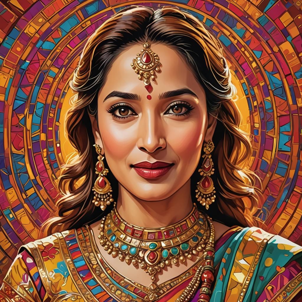 Madhuri Dixit Caricature in Bollywood Style