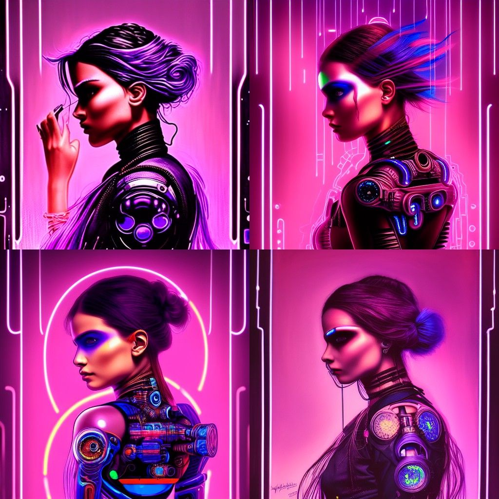 Cyberpunk Woman Portrait with Steampunk Engine