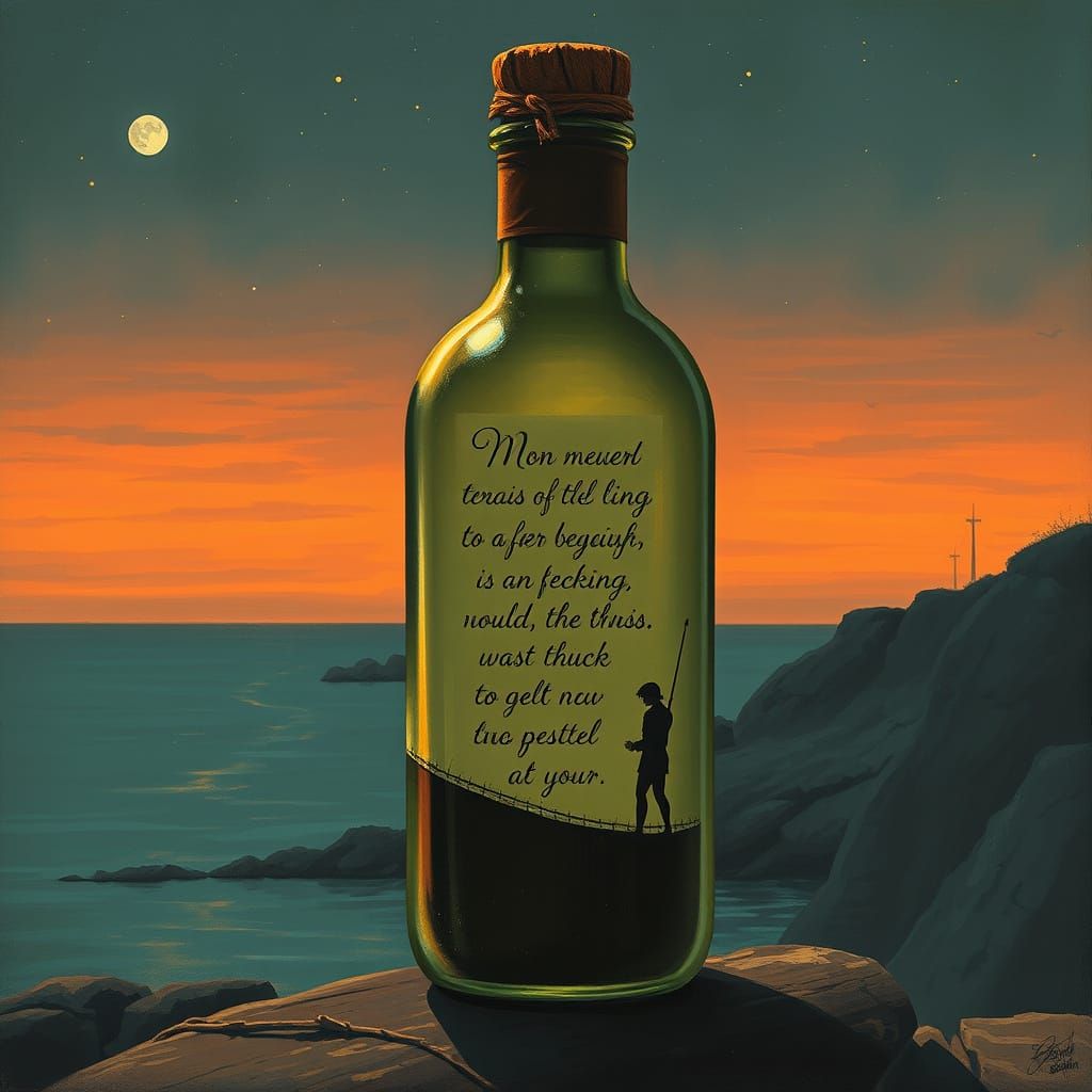 Ethereal Art Nouveau Bottle Message