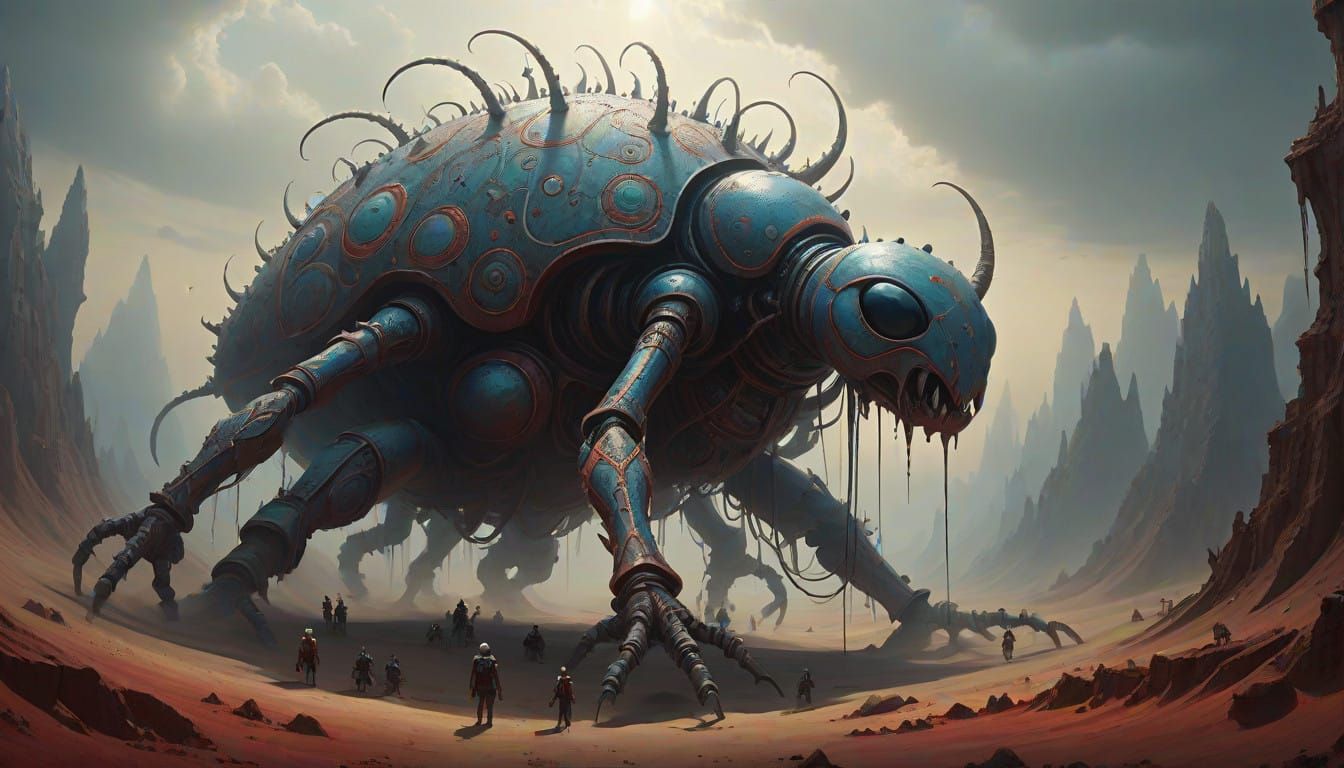 Twisted White Sculpture Emerges from Bottomless Hole in Arid...