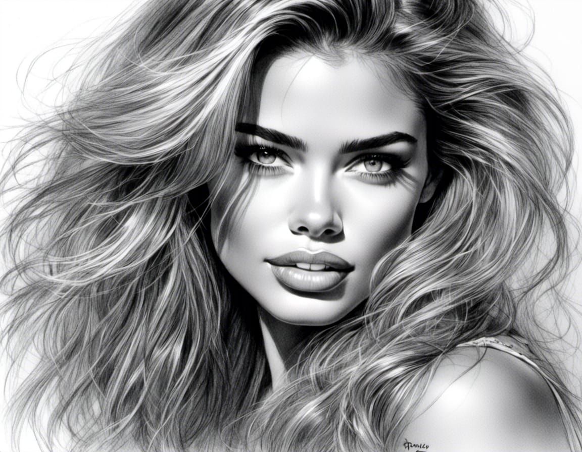 Denise Richards Portrait in Sketch Style