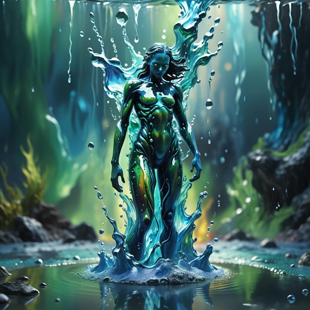 Water Elemental in Liquid World: Digital Matte Painting