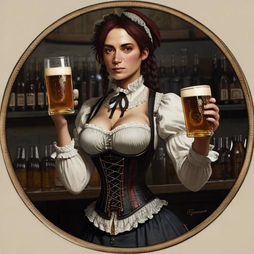 Horrific Oktoberfest Barmaid Serving Beer