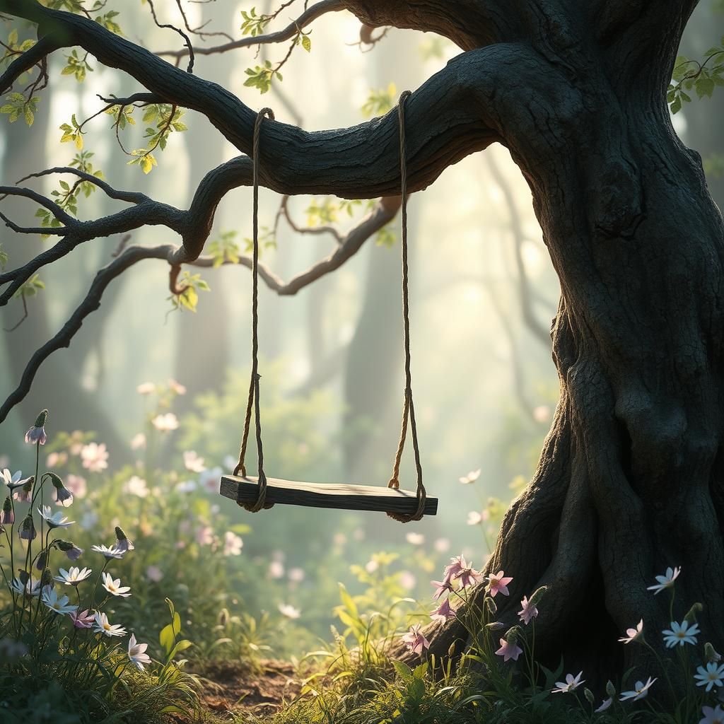 Swing in a magical forest