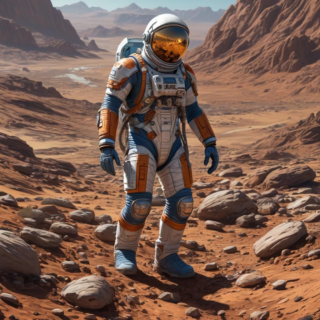 Astronaut on Mars in Science Fantasy Comic Art