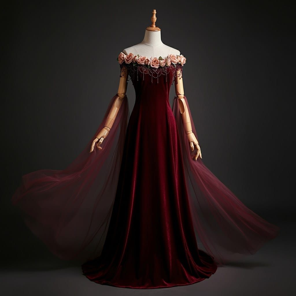Regal Dress Form in Medieval Gown with Whimsical Romance