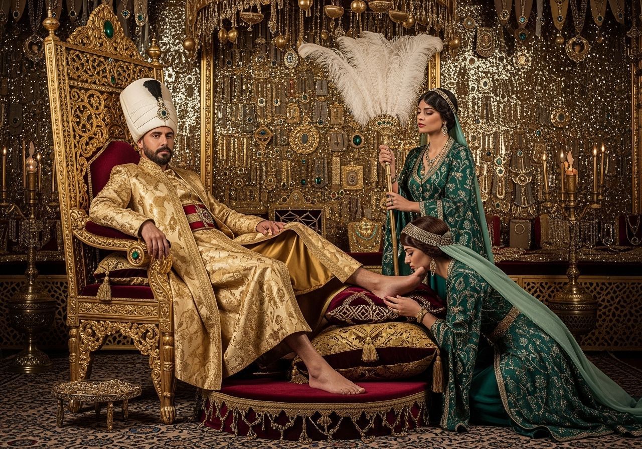 Ottoman Sultan on a Lavish Throne