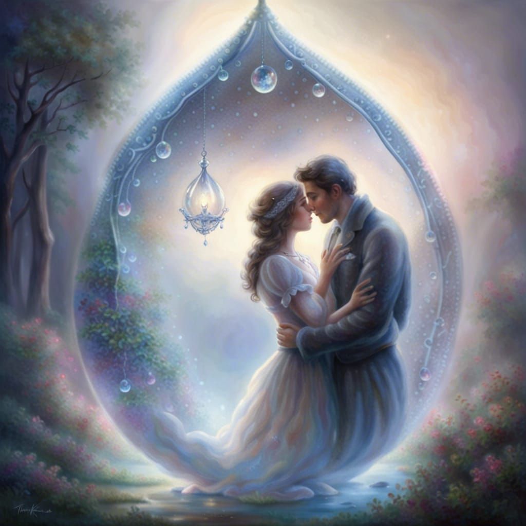 Macro Droplet Reflecting Loving Couple