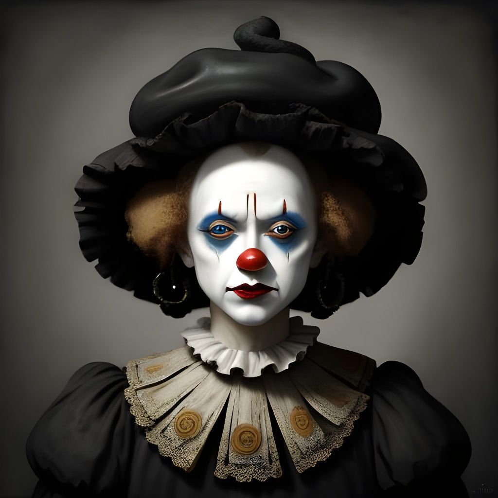 Ethereal Renaissance Clown in Vintage Style