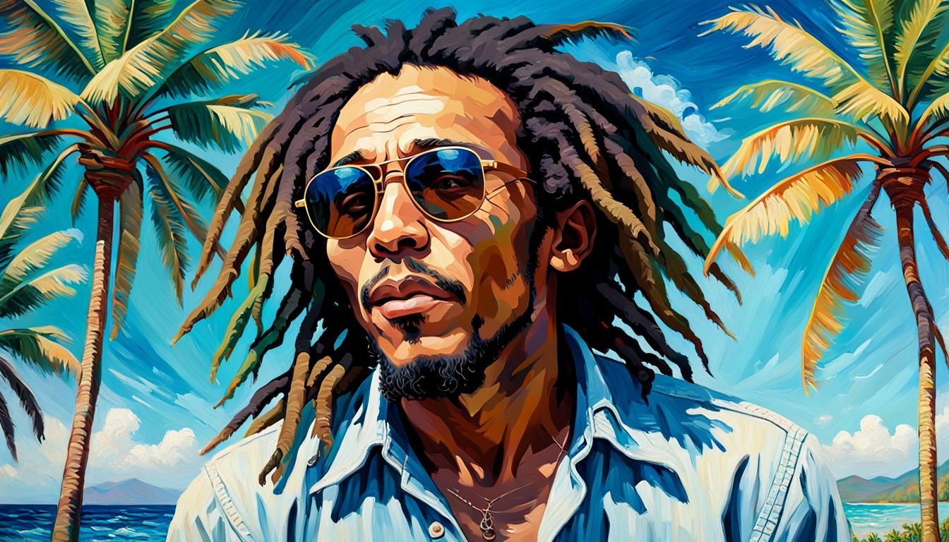 Bob Marley in Neo-Impressionistic Oil Painting
