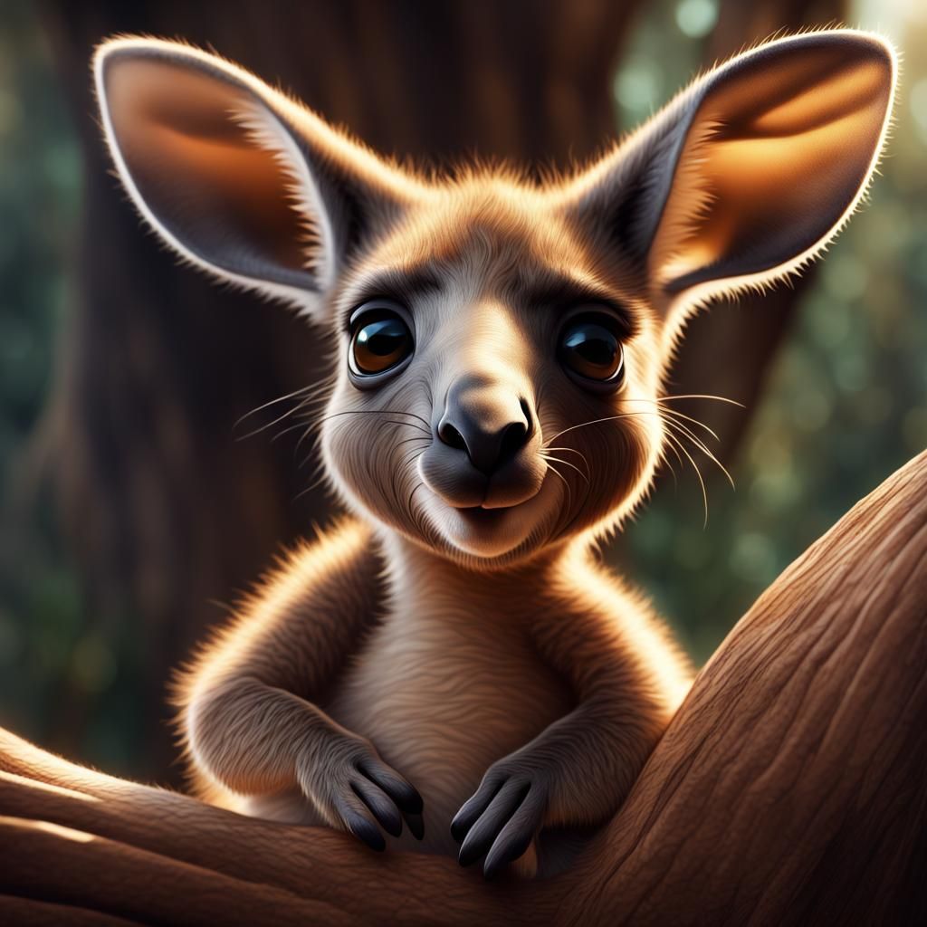 Adorable Kangaroo Joey Illustration in Mother's Pouch
