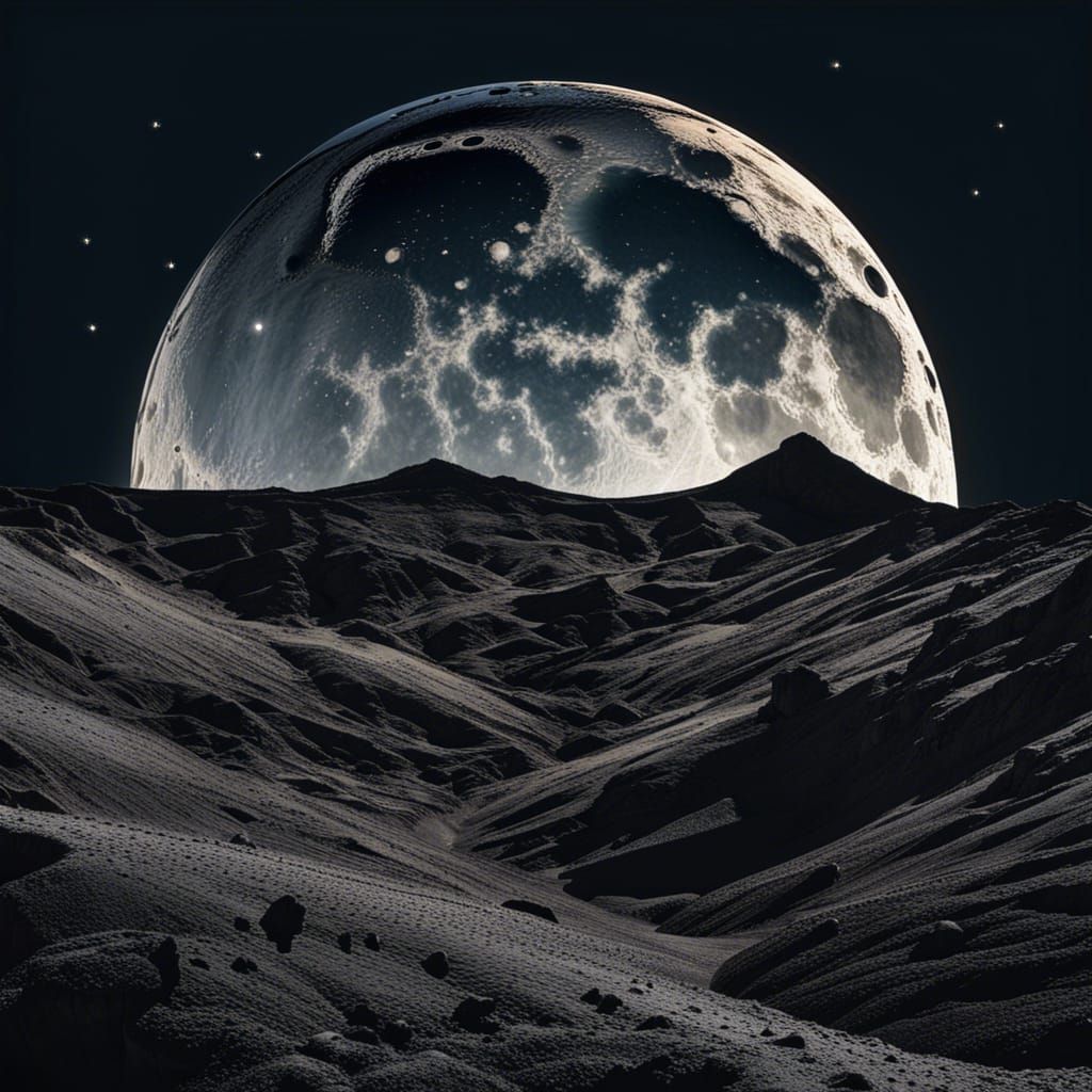 Realistic Full Moon Shines in the Night