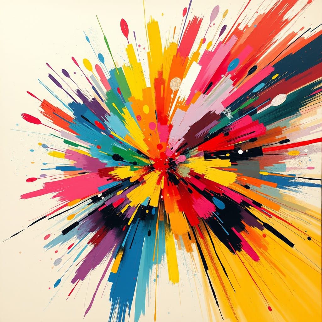 Vibrant Abstraction in Bold Brushstrokes and Graphic Novel T...