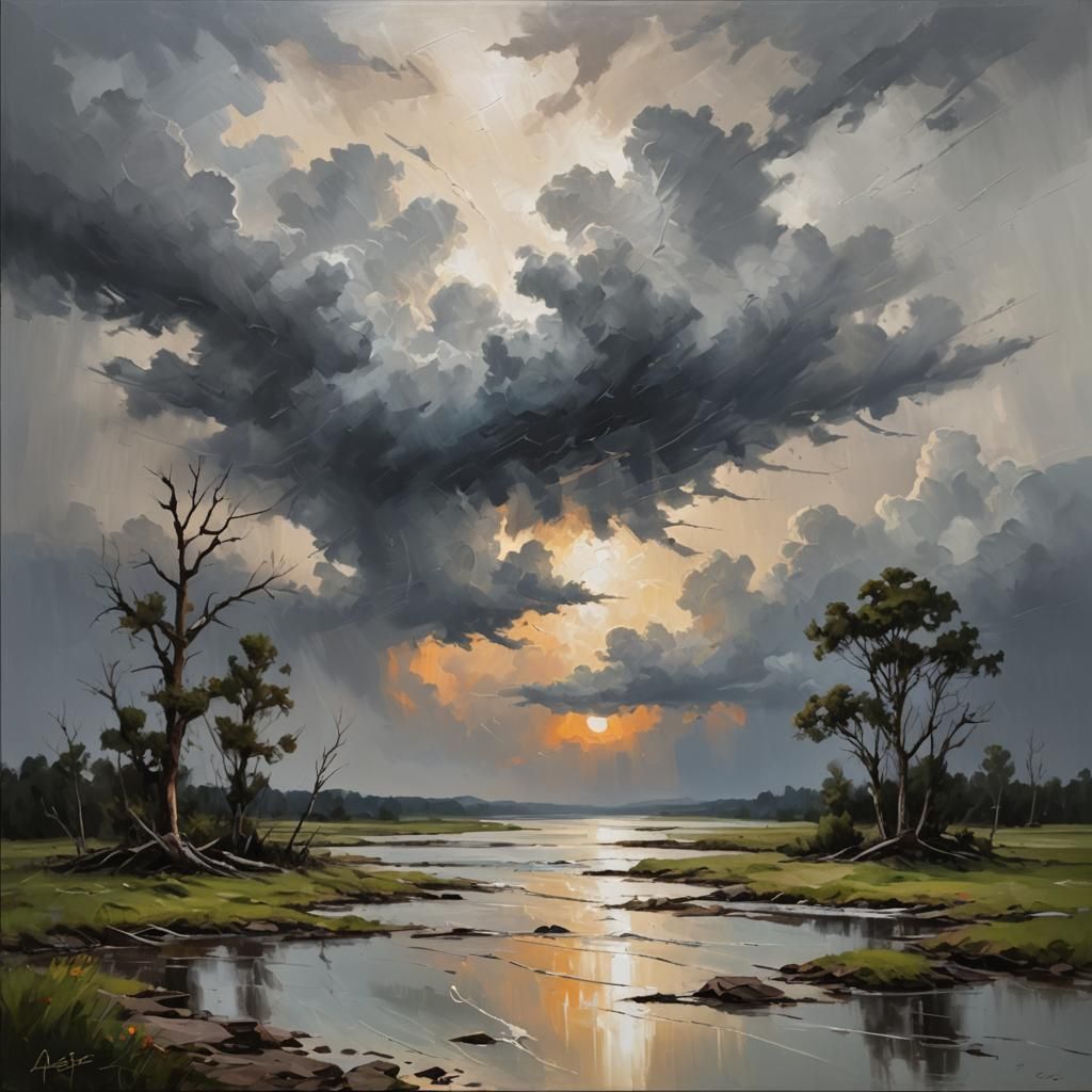 Edge of Storm in Oil Painting Style