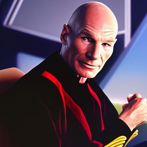 Captain Picard on the USS Enterprise Bridge