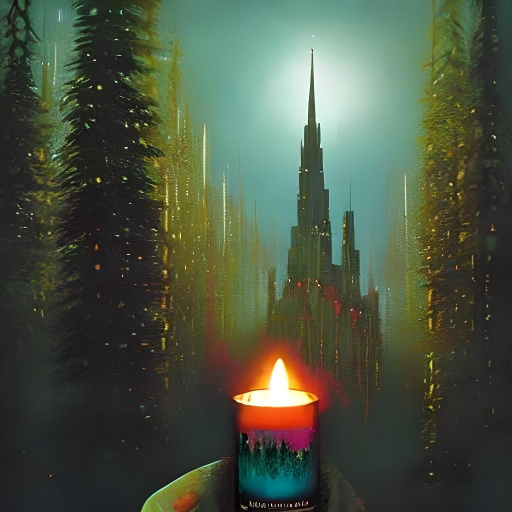 Glitch Art Candle in Dark Room