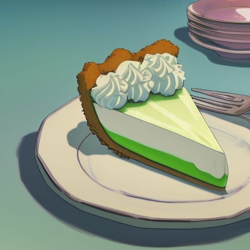 Key Lime Pie in Studio Ghibli Anime Style