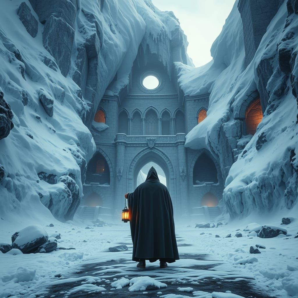 Ancient Monastery Gate in Hyperrealistic Style