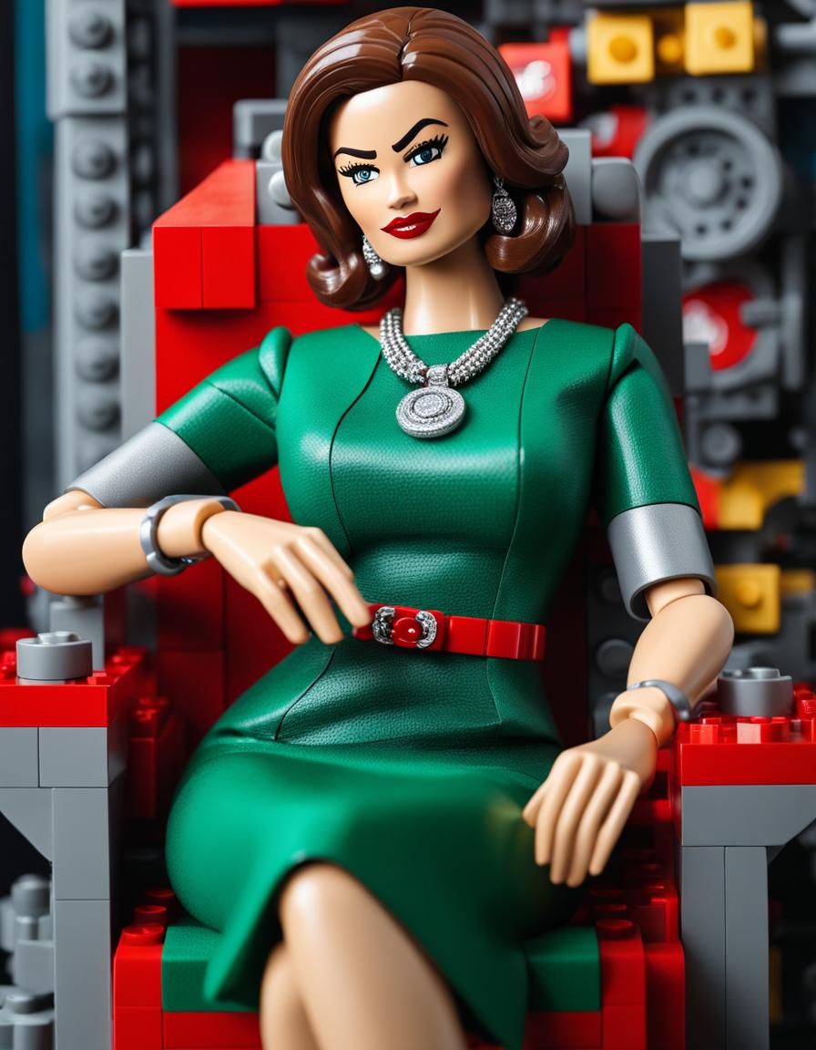 Woman on Lego Chair Portrait in Pop Art Style