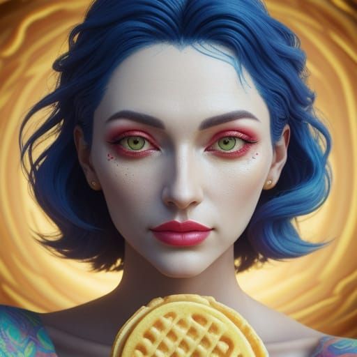 Surreal Portrait of Person Holding Melting Eggo