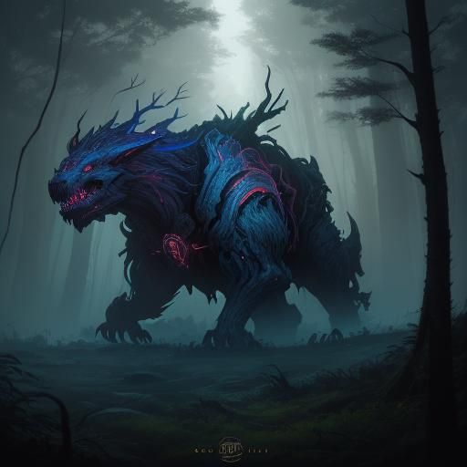 Mystical Forest Drive at Dusk: Matte Painting