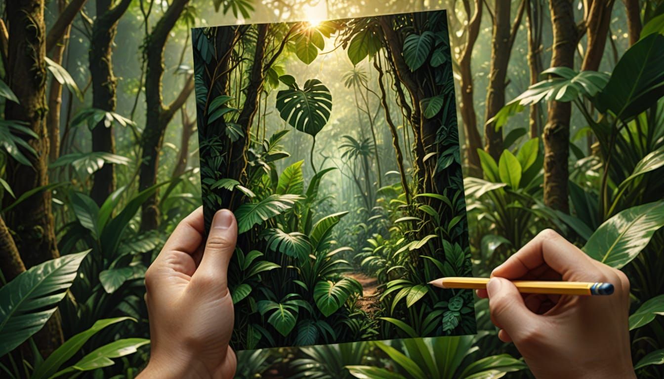 Hand Drawing a Realistic Jungle Scene