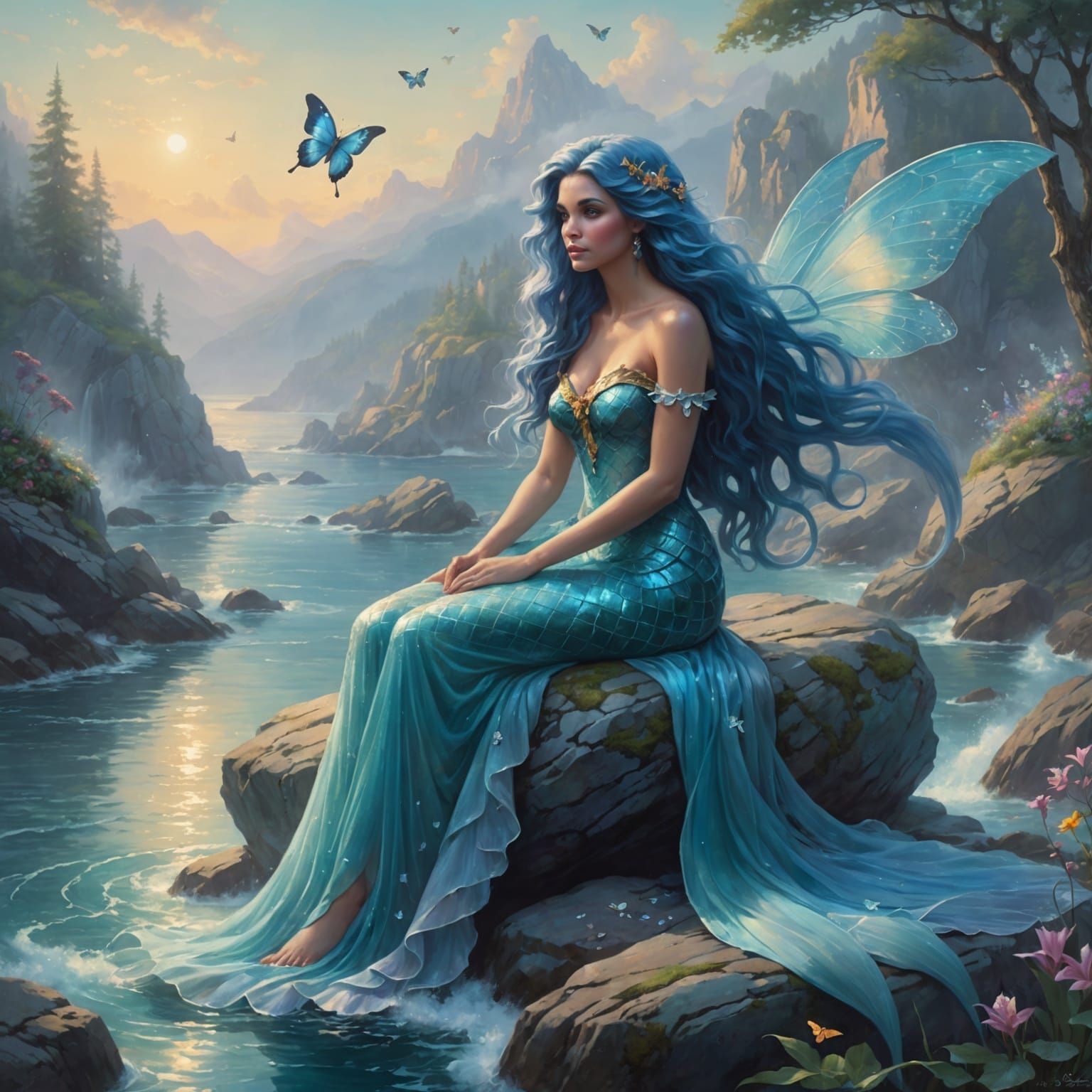 Mermaid and Fairy Fantasy Art in Ethereal Style
