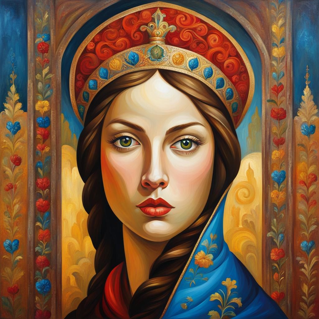 Medieval Princess Portrait in Oil Painting Style