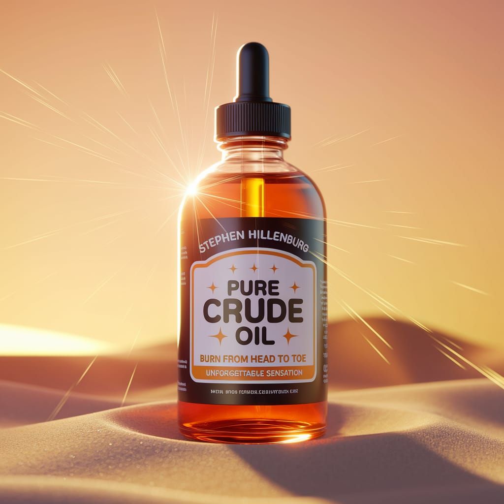 Vibrant Cartoon Oil Bottle Promises Whimsical Relief