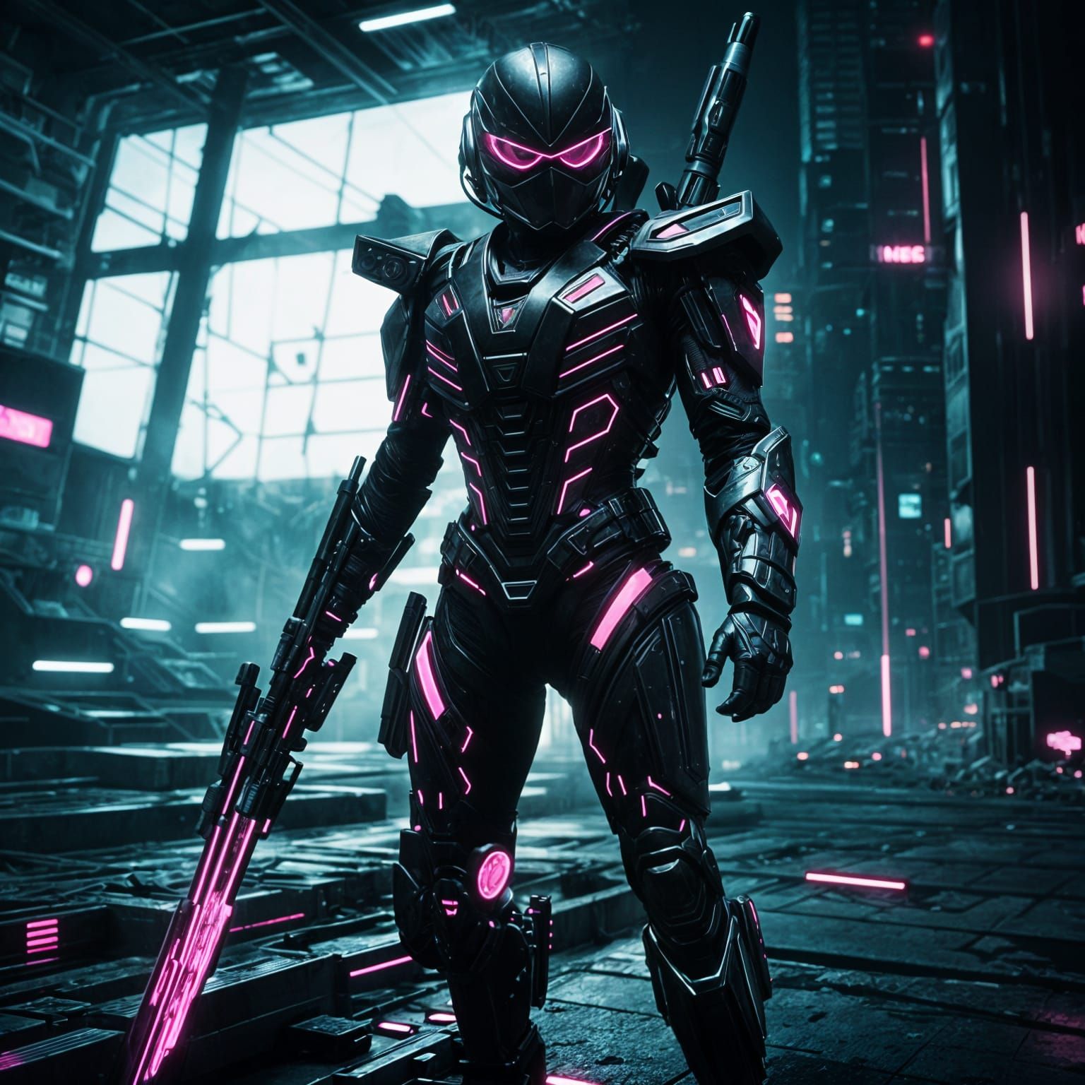 Futuristic Psycho Ranger in Cyberpunk Style