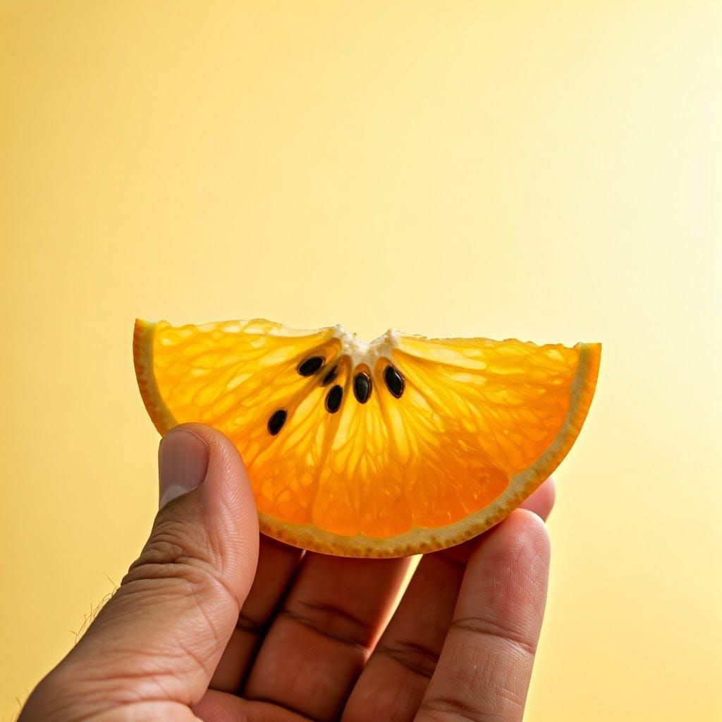 Exotic Fruit Slice in Hand Close-Up