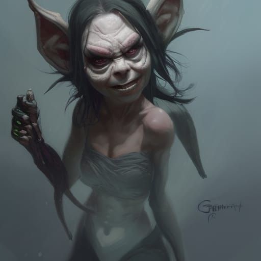 Sinister Female Gremlin in Fantasy Art Style